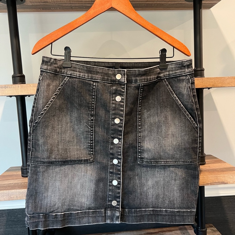 White House Black Market Denim Button-Front Skirt